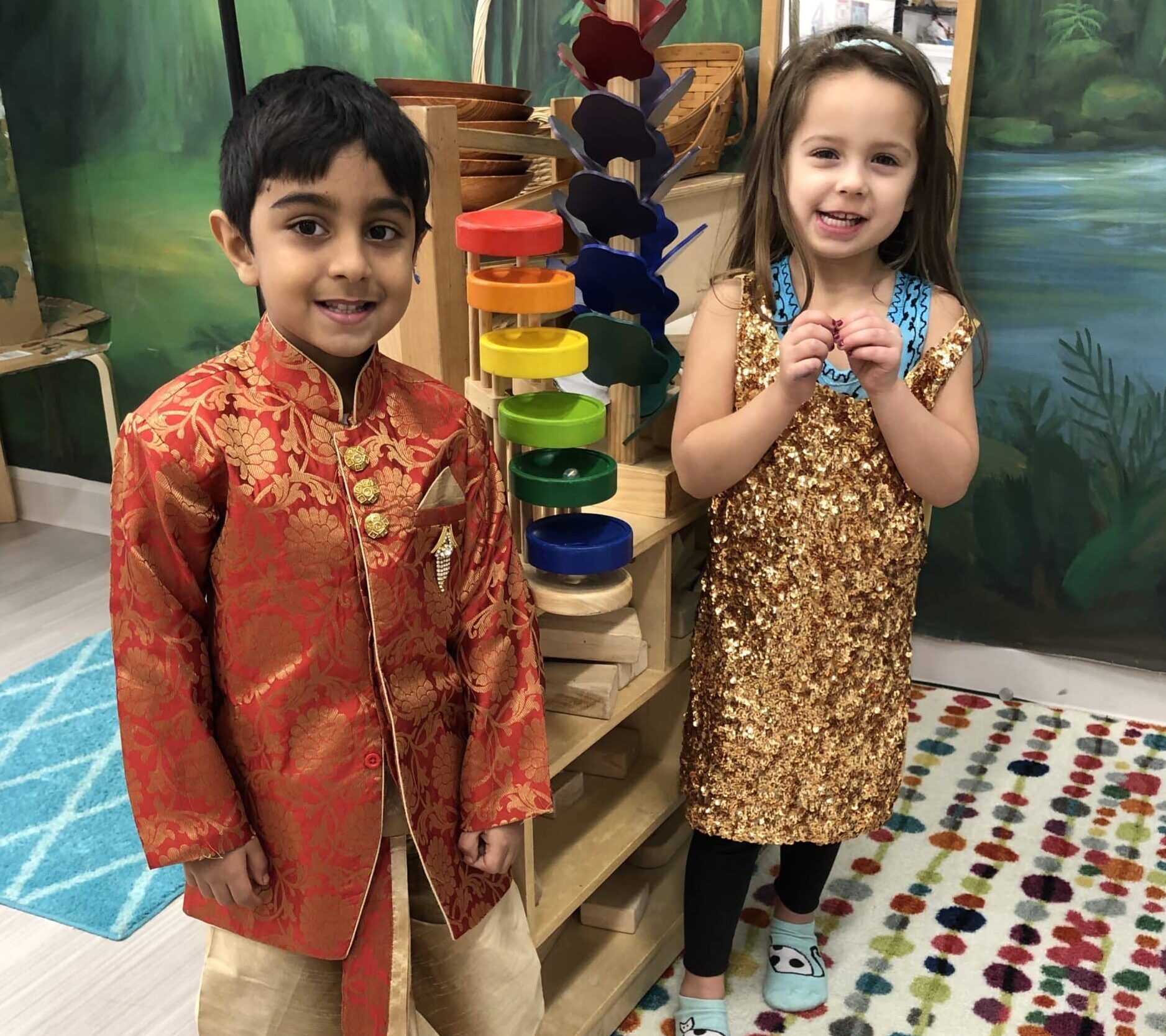 Children at a Diwali Celebration at Bubbles Academy in Chicago